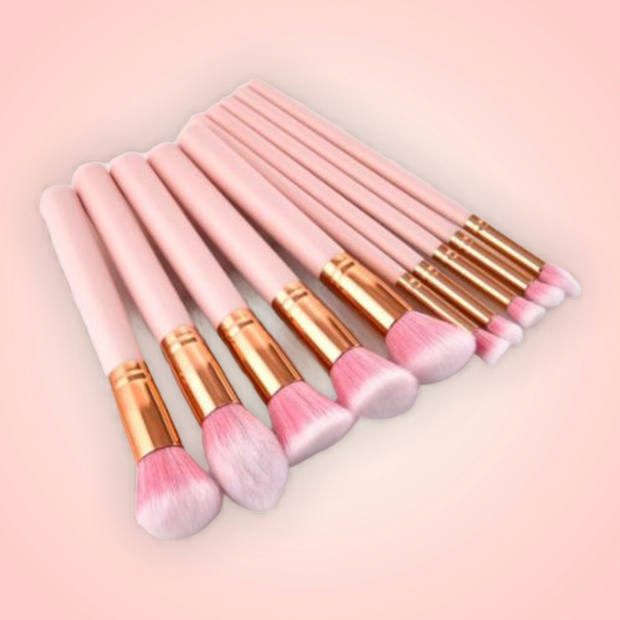 Chic pink 10 piece brush set